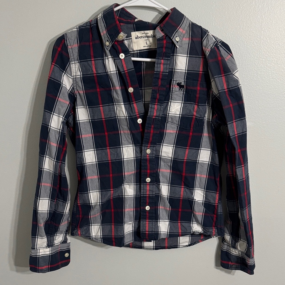 Abercrombie & Fitch Kids Navy and White Plaid Shirt